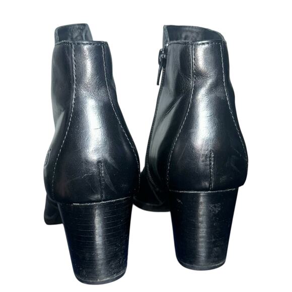 Born alter Black Leather Block Heel Ankle Boots Size 8.5 minimalist comfort - Picture 4 of 11